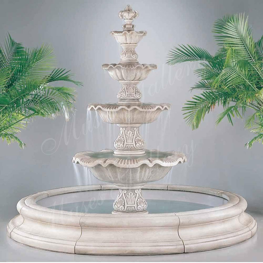 Outdoor Large 4 Tiers Marble Stone Carving Water fountain for sale