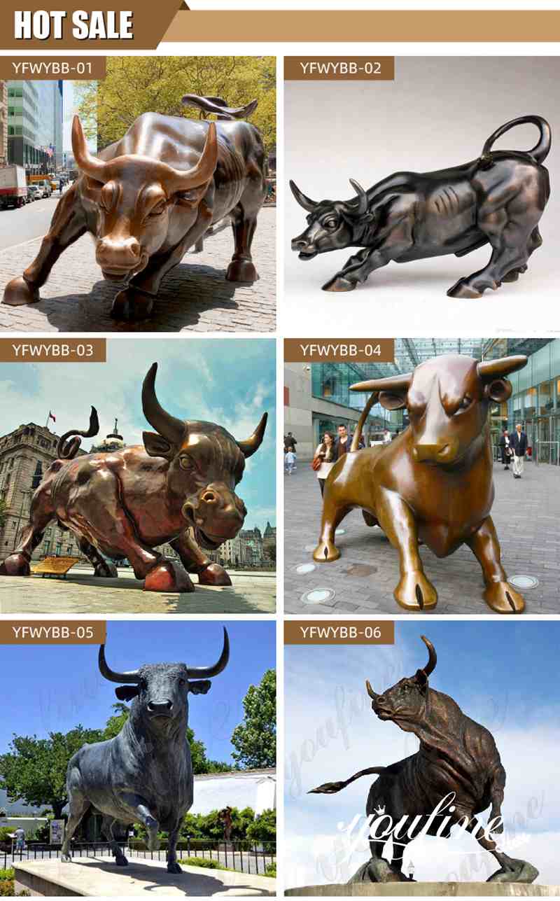 Famous Outdoor Casting Bronze Bull Statue Wall Street Replica for Sale BOKK-660