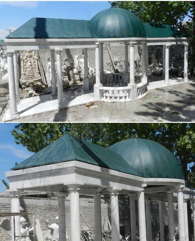 Customized Garden Decoration White Marble Gazebo for Sale