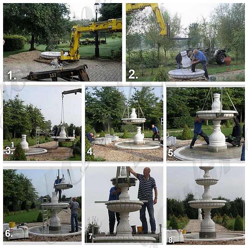 Three Tiered Marble Water Lotus Fountain