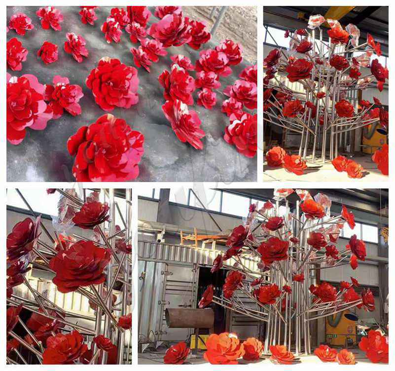 Outdoor Stainless Steel Flower Sculptures