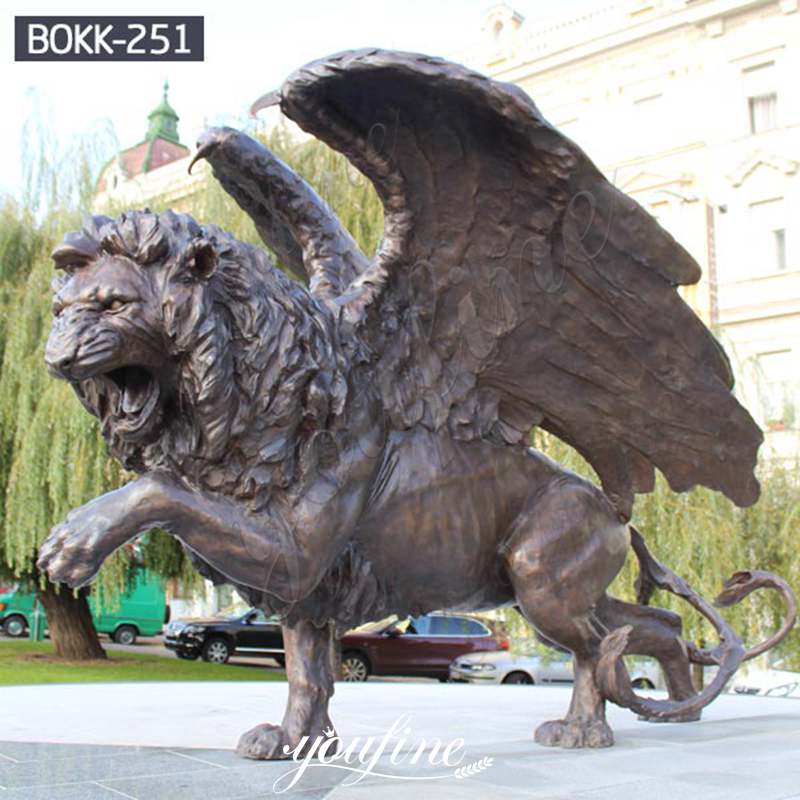 Large Outdoor Winged Lion Statue Flying Lion Lawn Ornaments for Sale BOKK-251 Details