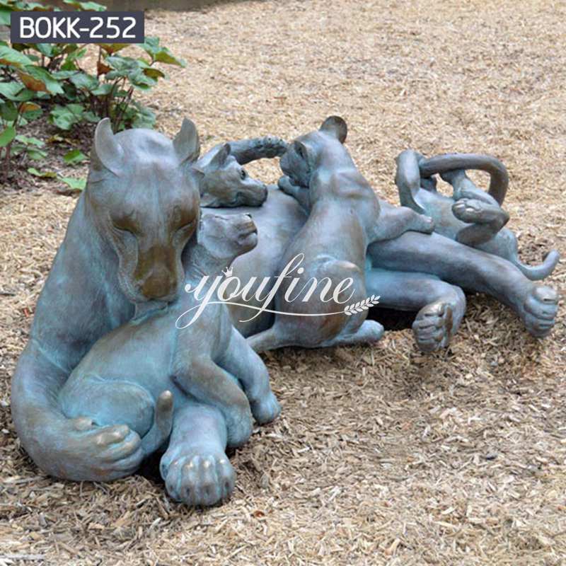 Outdoor Antique Bronze Lion Family Wildlife Animals Sculptures for Sale BOKK-252 Details