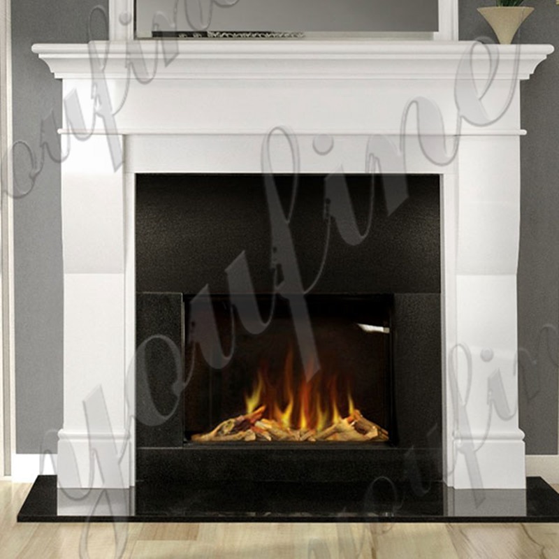 Minimalist Design White Outdoor Modern Marble Stone Fireplace for Sale