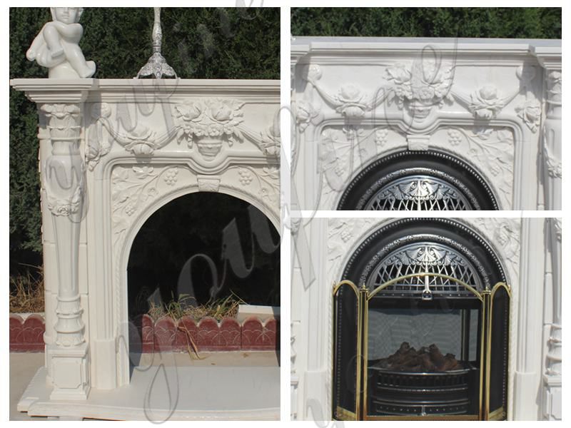 White Outdoor Stone Simple Stone Design Marble Fireplace Supplier MOKK-488