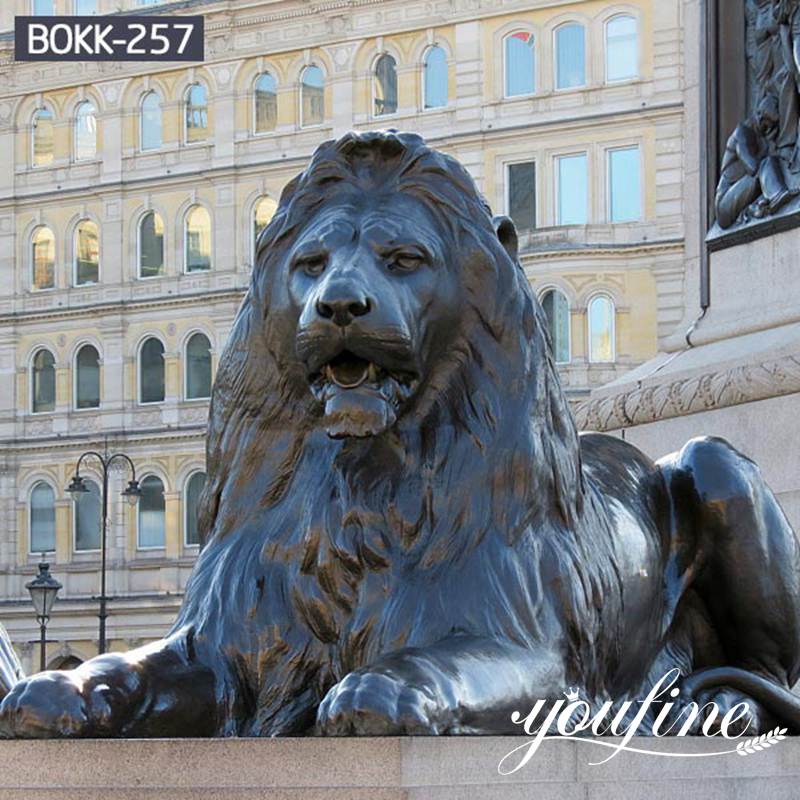 Large Antique Bronze Lion Statue Front Porch