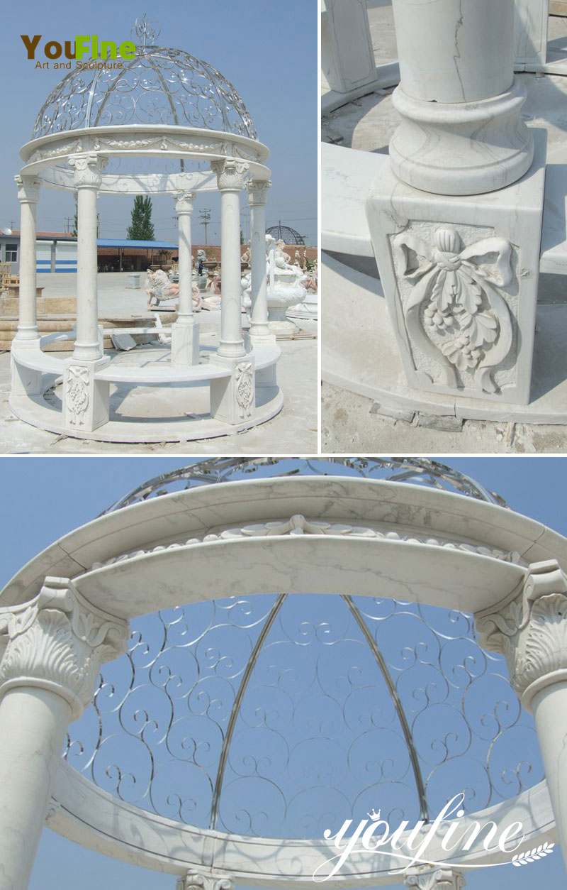 Factory Supplier Garden White Marble Stone Gazebo