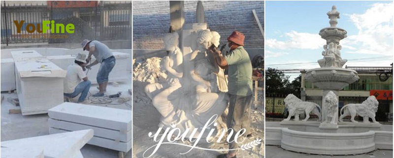 Carved White Marble Fountain carving process