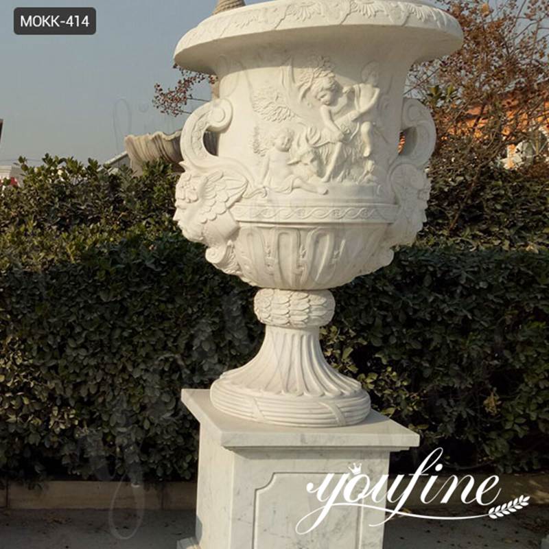 Garden Large Hand Carved Marble Flower Pot