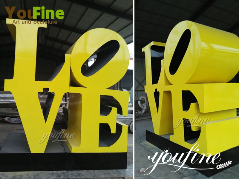 Modern Metal Stainless Steel Love letter Sculpture Decoration