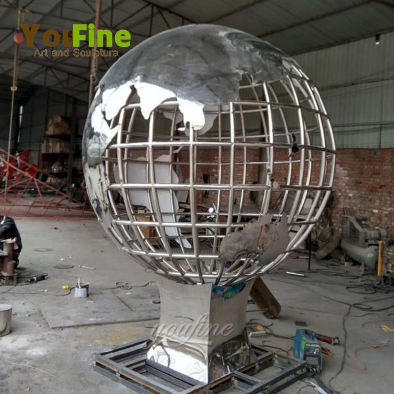 Modern metal factory supply stainless steel globe sculpture