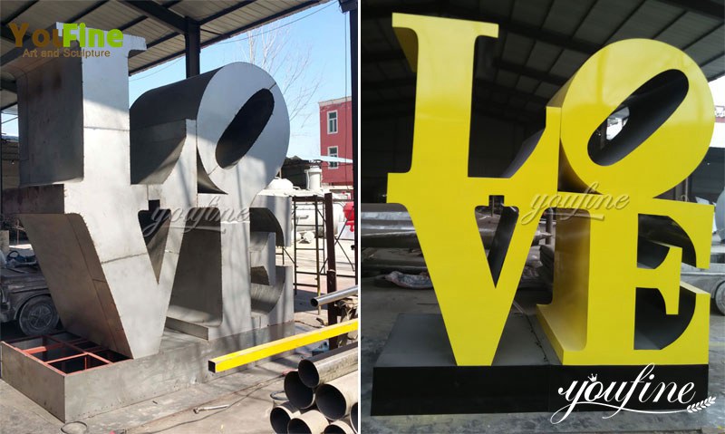 modern outdoor Metal Stainless Steel Love Sculpture Decoration