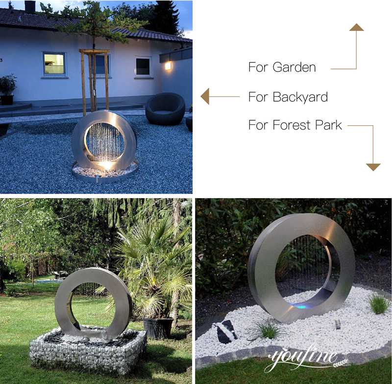 outdoor metal sculpture fountain