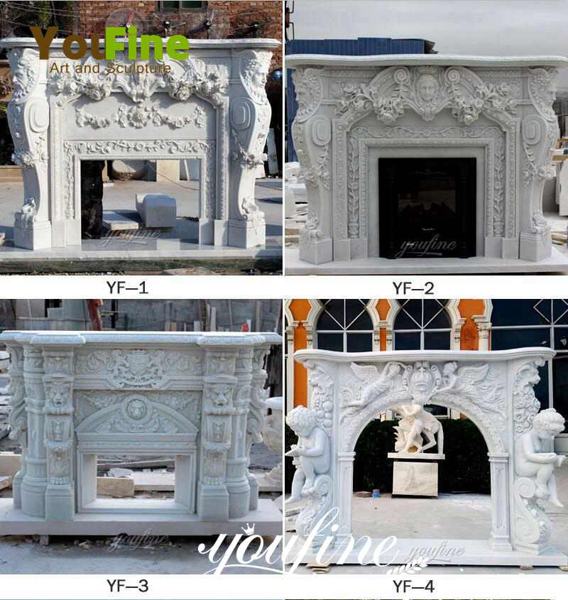 White Modern Mantel Marble Fireplace surround for sale