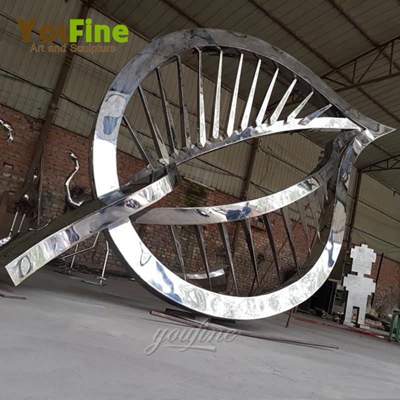 famous contemporary outdoor metal art stainless steel leaf design for square decor for sales