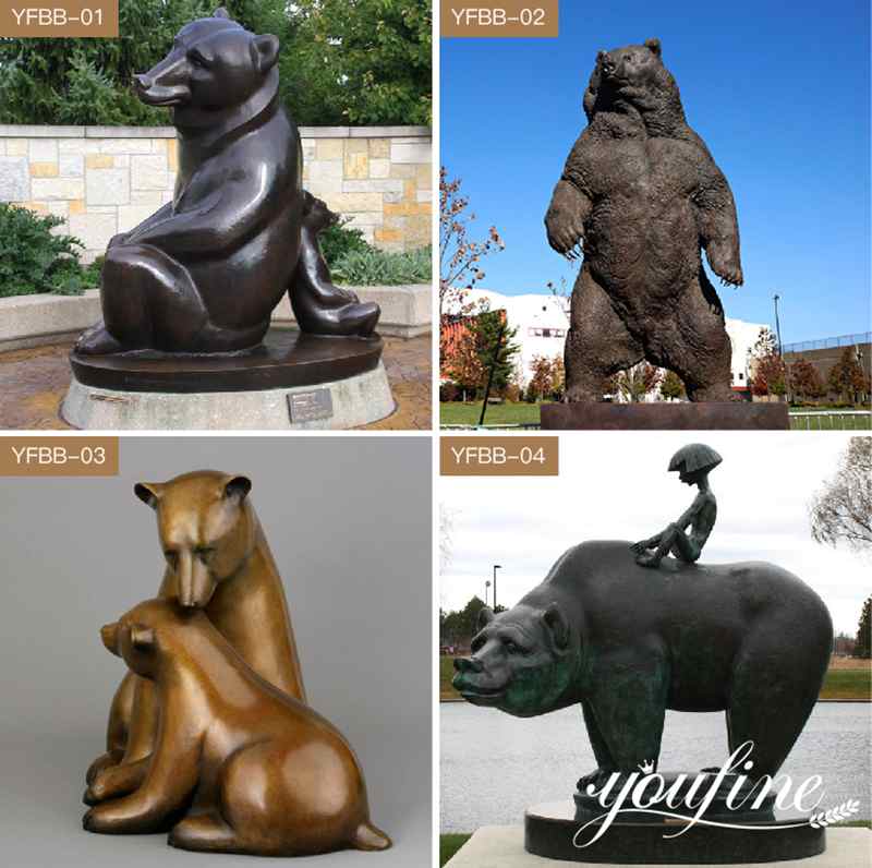 Outdoor Life-size bronze bear statue