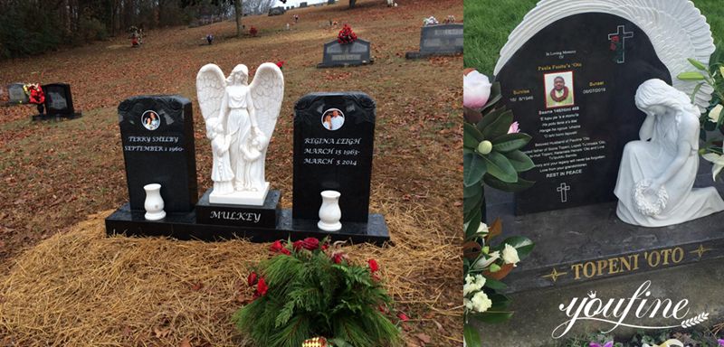 outdoor white marble headstones