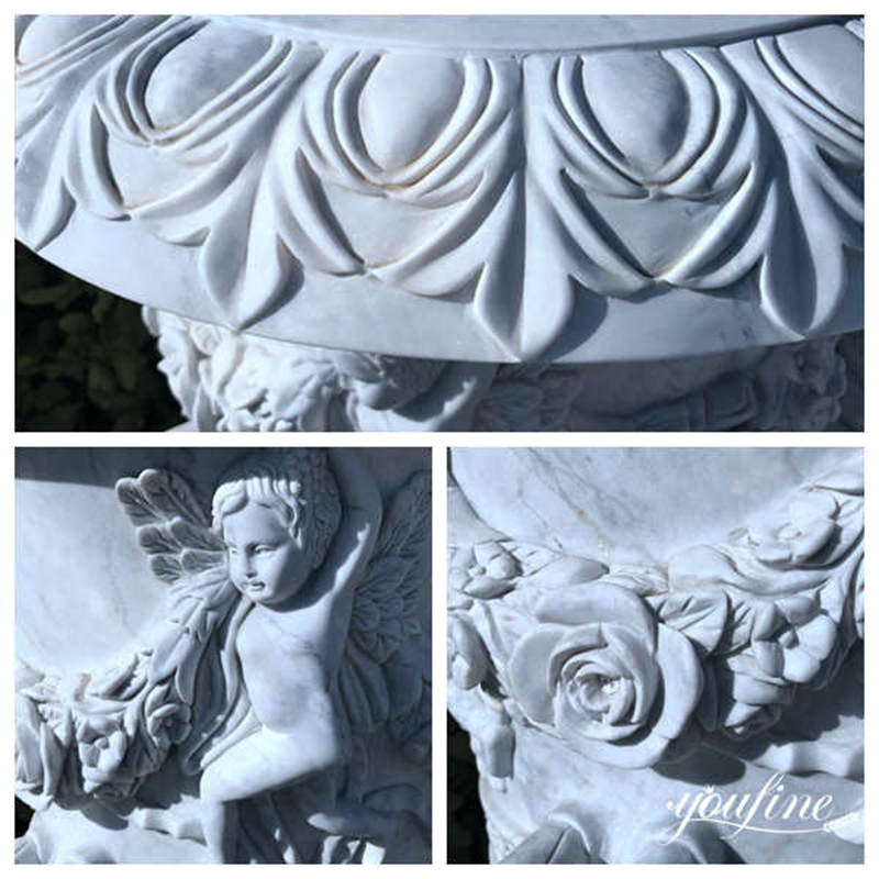 Customized Hand-Carving Natural Marble Flower Pots for Garden supplier