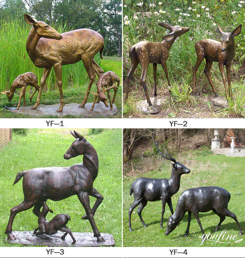 Life-size Bronze Spot Outdoor Deer Figurines Garden Decoration for Sale