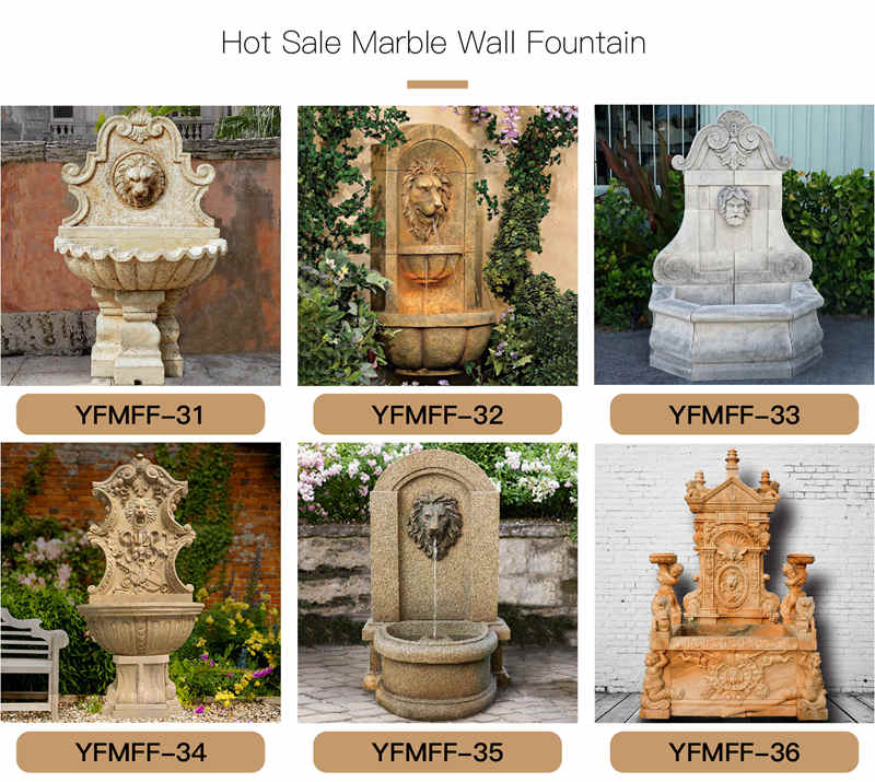 Hand-carving Marble Lion Head Wall Fountain Factory Supplier