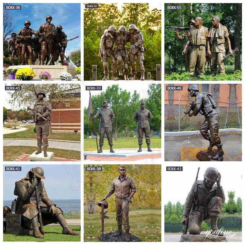 Bronze Military Solider Statue with Kid Life Size Statue for Sale