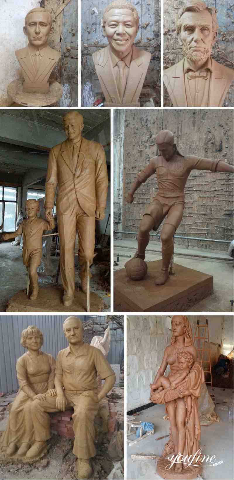 Customized Life-size Bronze Family Statues Home Decoration for Sale