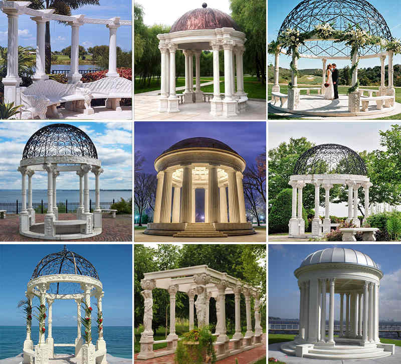 Large Hand-carving Marble Column Gazebo Classical Square Decor Factory Supplier