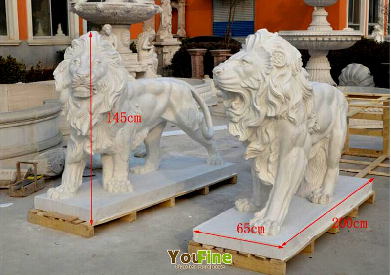 Nature White Marble Lion Statue Outdoor Decor for Sale