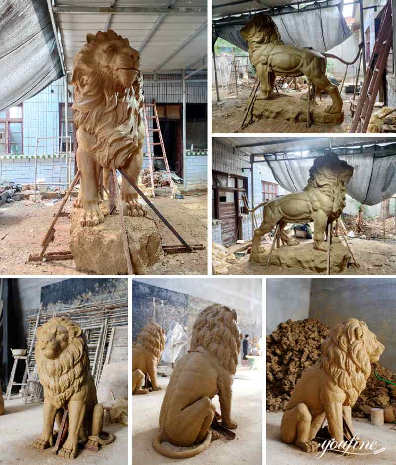 Nature White Marble Lion Statue Outdoor Decor for Sale