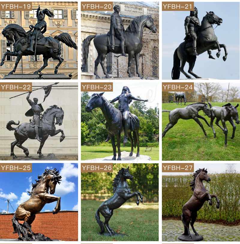 Outdoor Bronze Riding Horse Statues Large Garden Decor for Sale