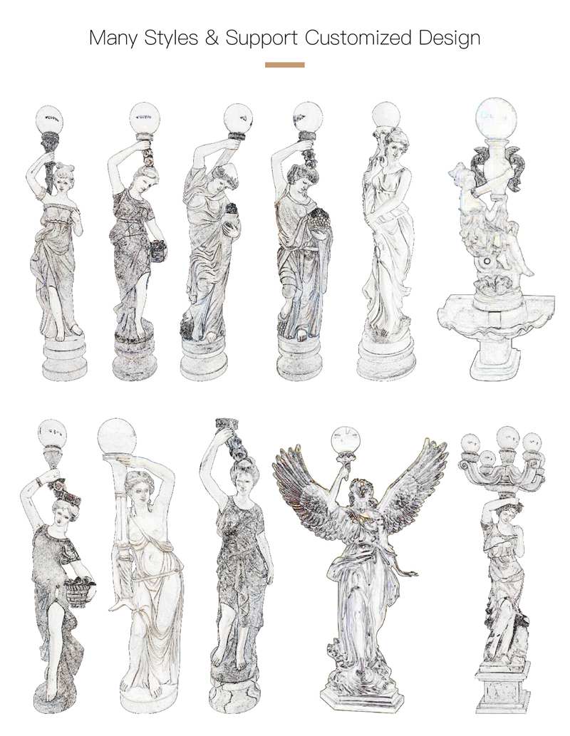 Life Size Marble Lady Lamp Statue Outdoor Decor Factory Supplier