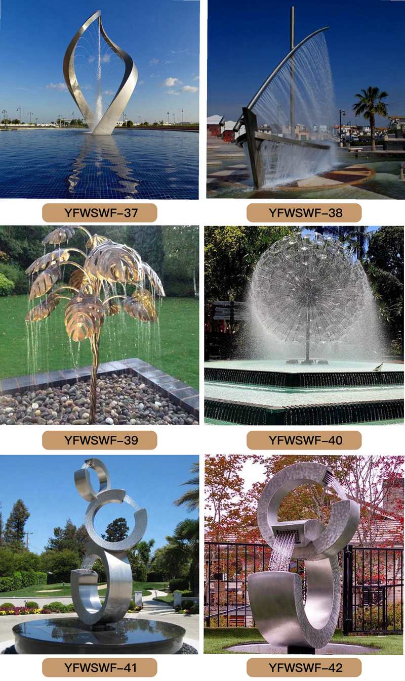 Modern Stainless Steel Water Fountain Outdoor Art Decor factory supplier