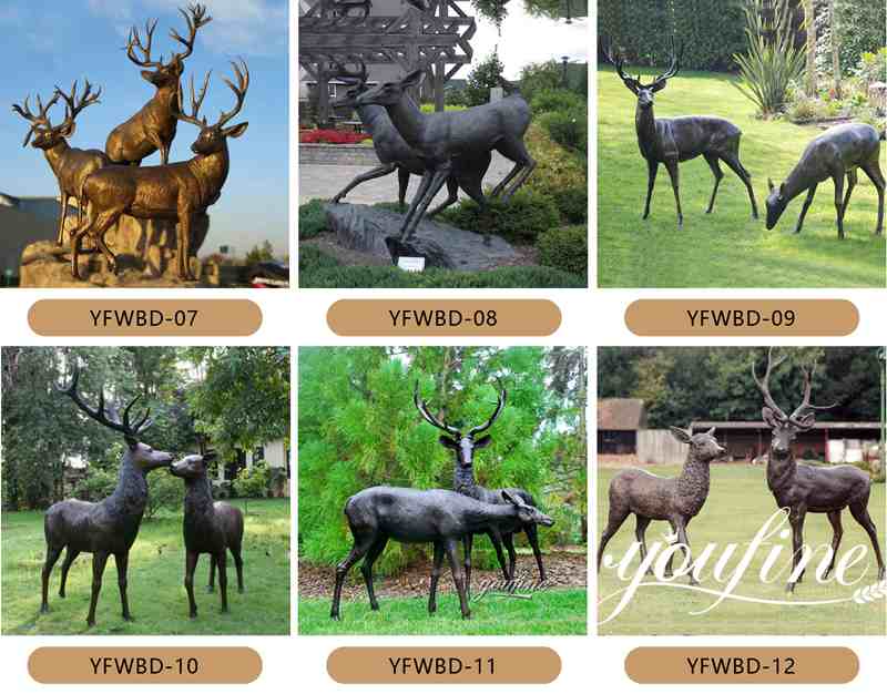 High Quality Bronze Deer Statue Life Size Lawn Ornament Factory Supplier BOK1-025