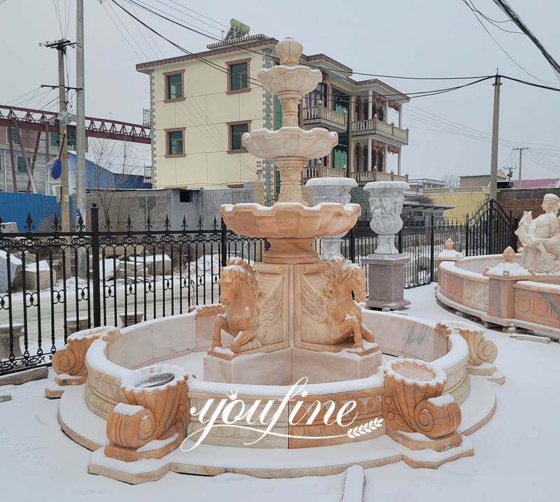 Marble fountain with horse-YouFine Sculpture