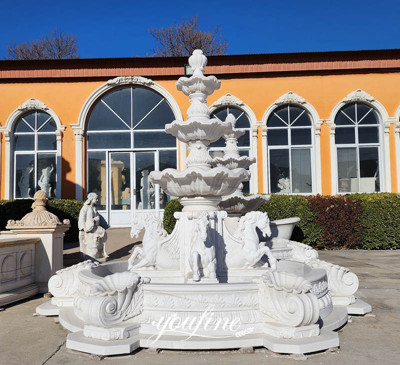 Marble fountain with horse-YouFine Sculpture1