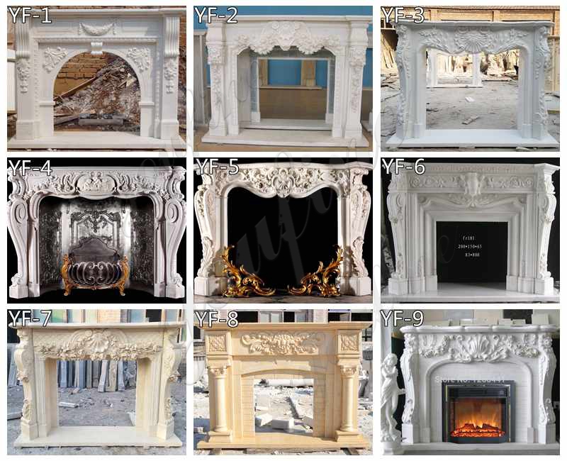 Indoor White Marble Fireplace Design Home Decor for Sale MOK1-049