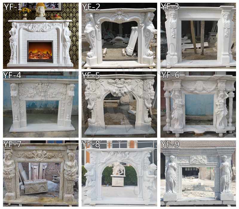 Indoor White Marble Fireplace Design Home Decor for Sale MOK1-049