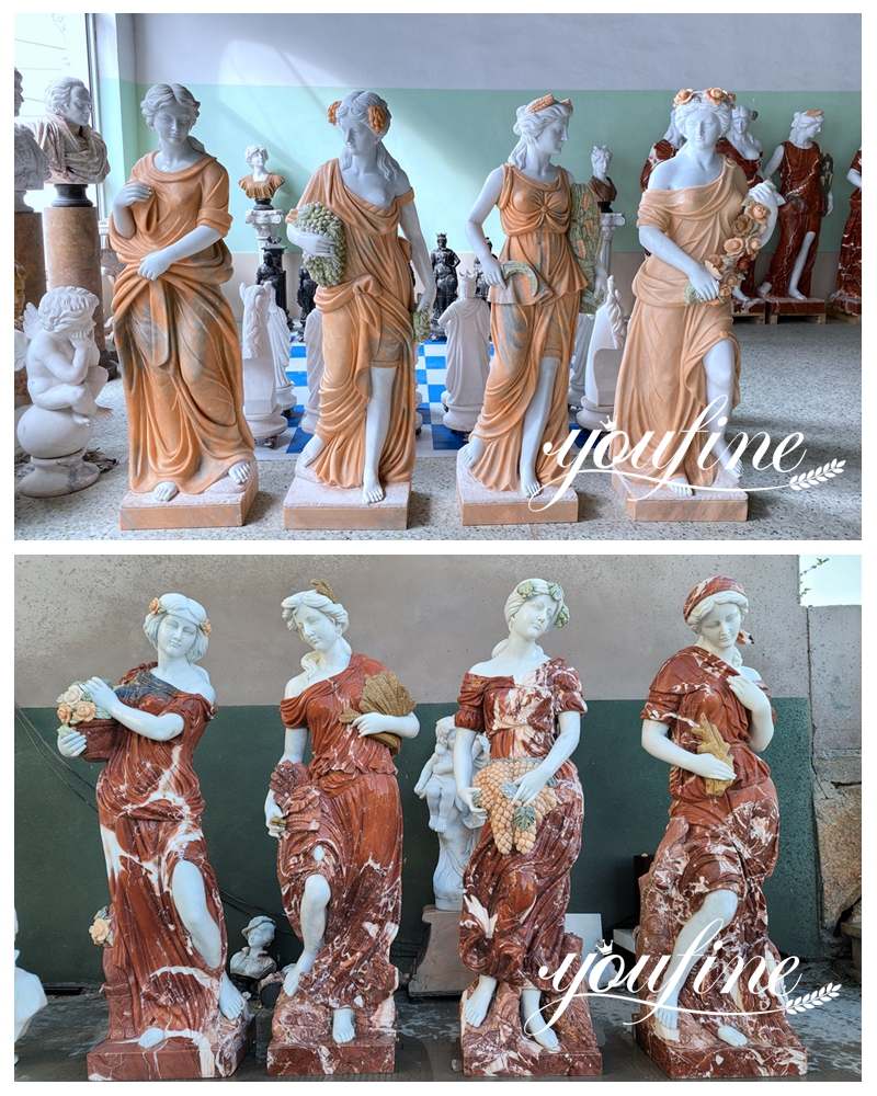 Life Size Natural Marble Four Season Statues Outdoor Decor for Sale MOKK-692