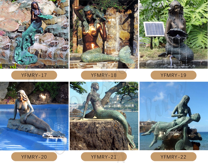 Outdoor Beautiful Life Size Bronze Mermaid Statue for Sale BOKK-794