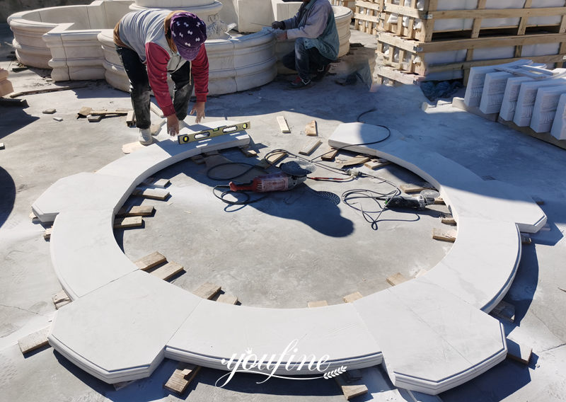 Marble fountain installing process2-YouFine Sculpture