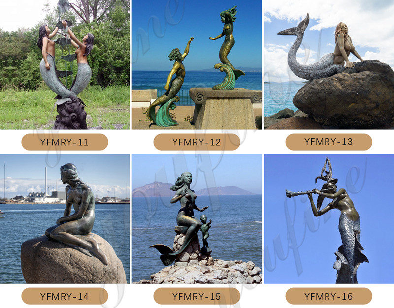 bronze mermaid sculptures