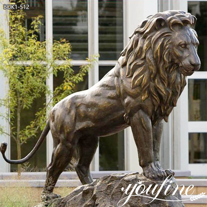 bronze-standing-lion-statue