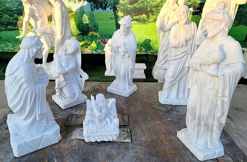 marble Nativity scene sculpture