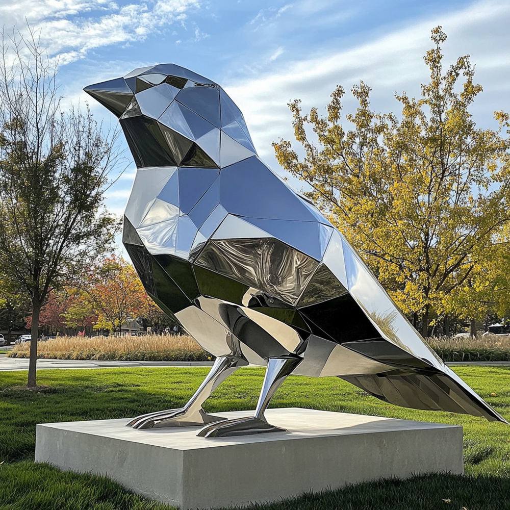 lawn modern geometric bird sculpture