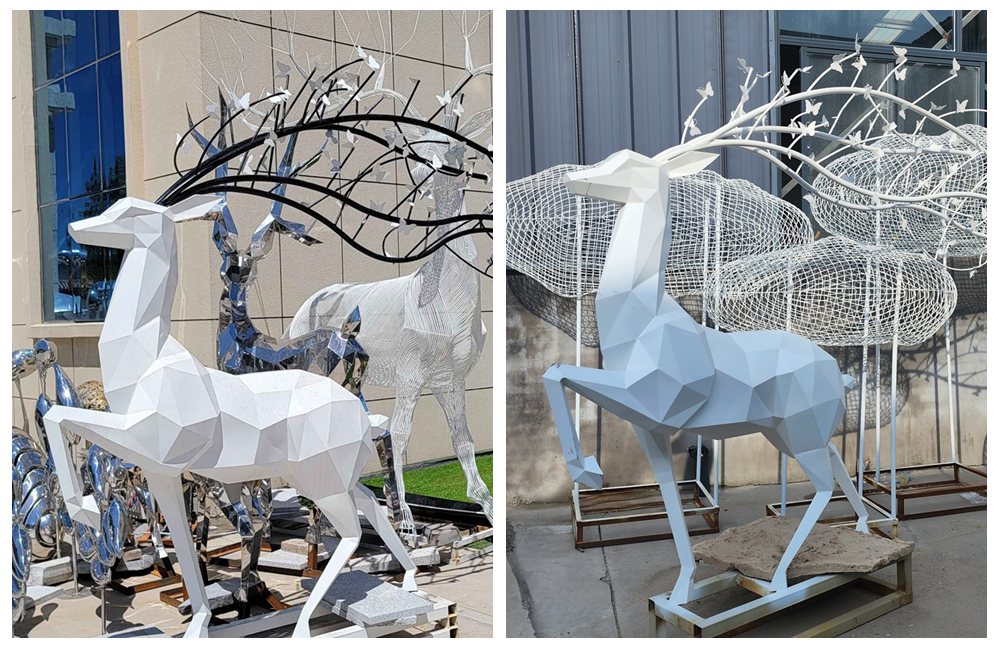 white geometric deer sculpture