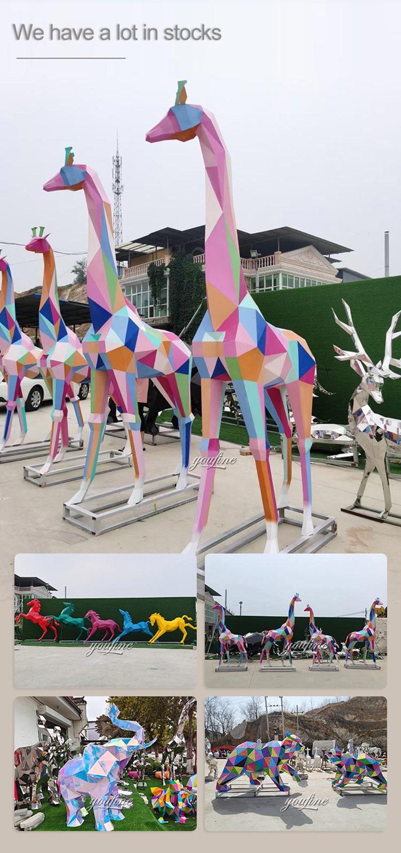 modern geometric animal sculpture in youfine factory