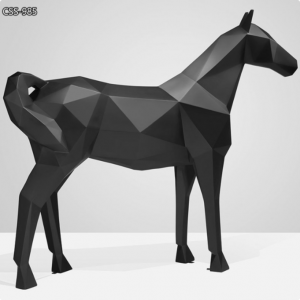 Black Geometric Horse Sculpture