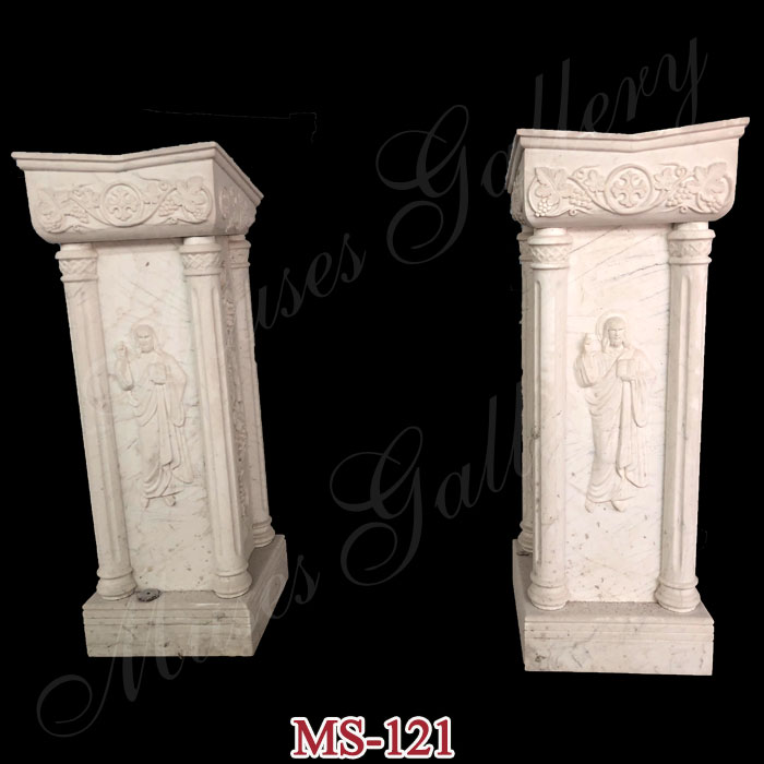 Catholic White Marble Pulpit with Pure Hand Carved for Church for Sale MS-121