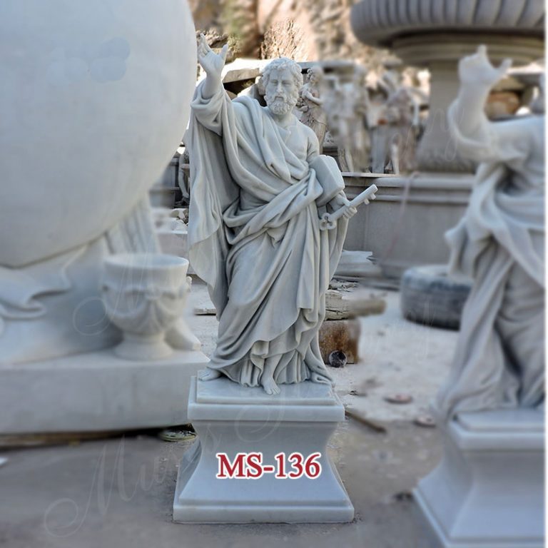 White Marble Apostles St Peter Statue Catholic Religious Sculpture Church Supply Warehouse MS-136