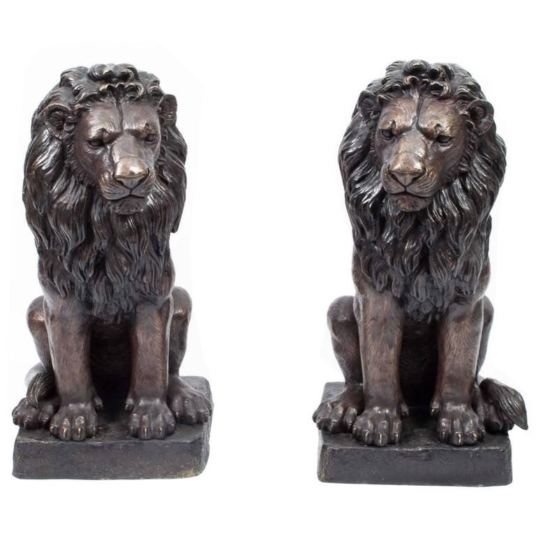 Antique Bronze Lion Statue for Sale M-201